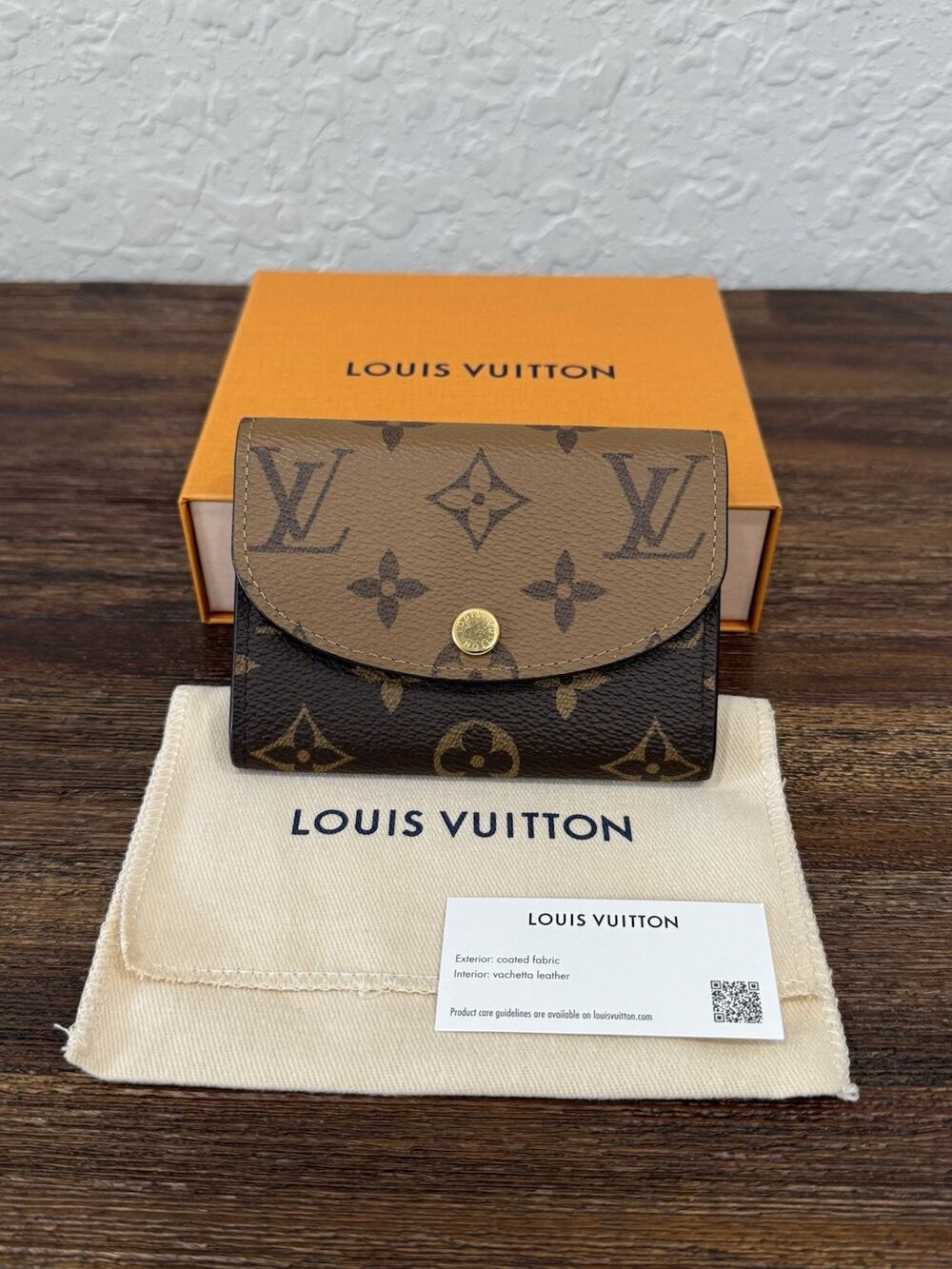 Louis Vuitton Rosalie Coin Purse Monogram Reverse Wallet Box & Dust Bag M82333